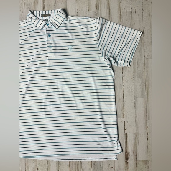 Peter Millar Shirt Mens XL White Striped Summer Comfort Polo Golf Classiccore - Picture 2 of 9